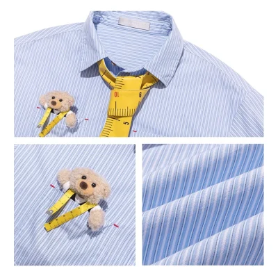 13DE MARZO Tailor Bear Stripe Shirt Blue - Image 9