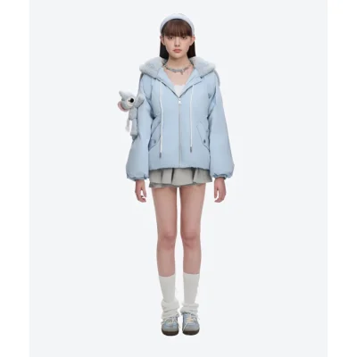 13DE MARZO Elephant Bear Puffer Jacket Blue - Image 3
