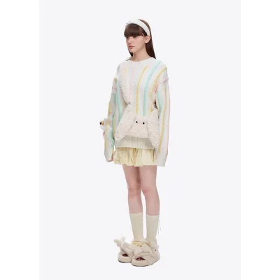 13DE MARZO Doozoo Fuzzy Underarm Bag White - Image 3