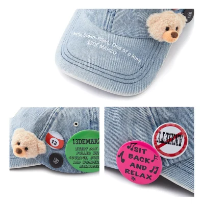 13DE MARZO Badge Denim Baseball Cap Blue - Image 9