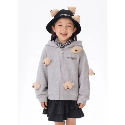 13DE MARZO BabyBear Full Zipper Hoodie Grey