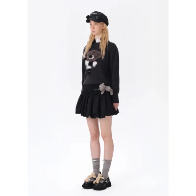 13DE MARZO Bear Upper Bud Skirt Black - Image 4