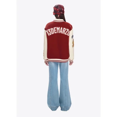 13DE MARZO Doozoo Retro Instruments Baseball Jacket Red - Image 5