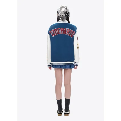 13DE MARZO Doozoo Retro Instruments Baseball Jacket Blue - Image 5