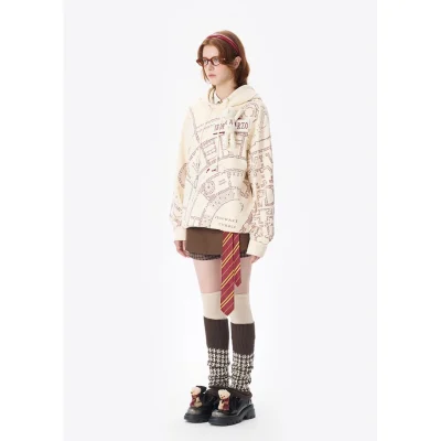 Harry Potter × 13DE MARZO The Marauder's Map Hoodie Almond - Image 4
