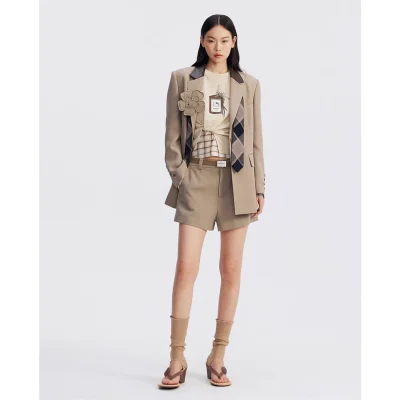 REVAN x Hello Kitty Khaki Patchwork Flower Blazer - Image 5