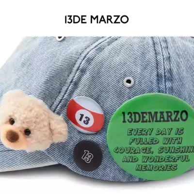 13DE MARZO Badge Denim Baseball Cap Blue - Image 7