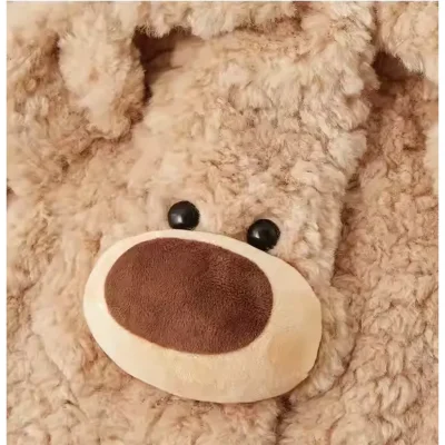 13DE MARZO Bear Face Faux Fur Coat Khaki - Image 7