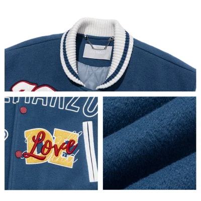 13DE MARZO Doozoo Retro Instruments Baseball Jacket Blue - Image 8