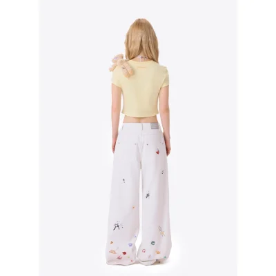 13DE MARZO Bear Stickers Jeans White - Image 5