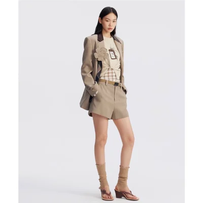 REVAN x Hello Kitty Khaki Patchwork Flower Blazer - Image 4