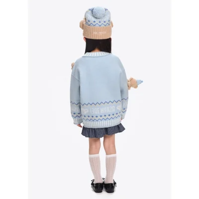 13DE MARZO BabyBear Fair Isle Knit Beanie Blue - Image 5