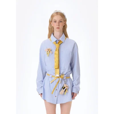 13DE MARZO Tailor Bear Stripe Shirt Blue