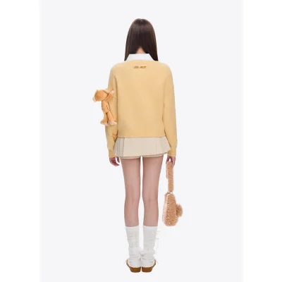 13DE MARZO Monkey Bear Cardigan Yellow - Image 4