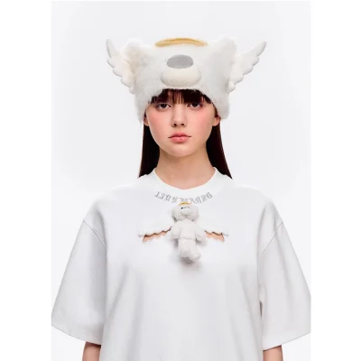 13DE MARZO Angel Devil Beanie White