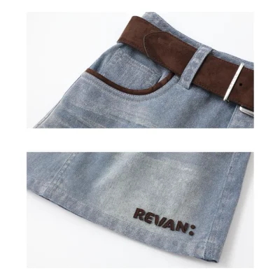REVAN Contrast Trim Denim Mini Skirt Blue - Image 7