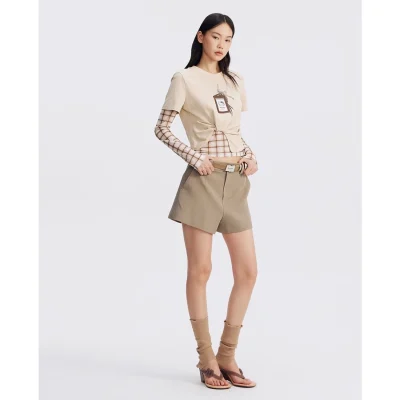 REVAN Tailored Suit Shorts Khaki - Image 5