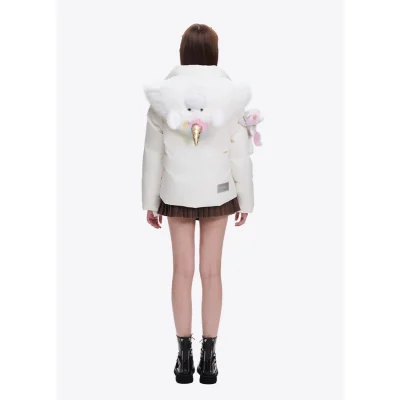 13DE MARZO Unicorn Bear Puffer Jacket White - Image 9