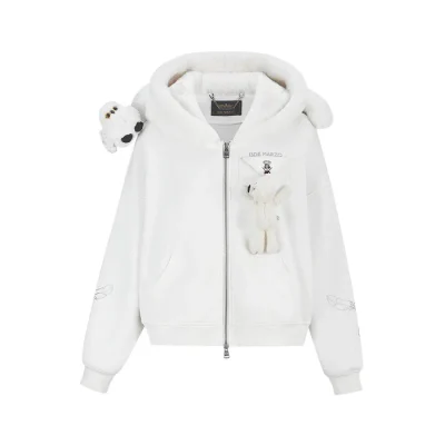 Harry Potter × 13DE MARZO Hedwig Hogwarts Offer Bear Hoodie White