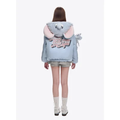 13DE MARZO Elephant Bear Puffer Jacket Blue - Image 5