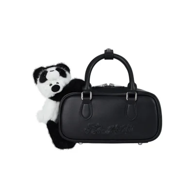 13DE MARZO Panda Bear Handbag Black