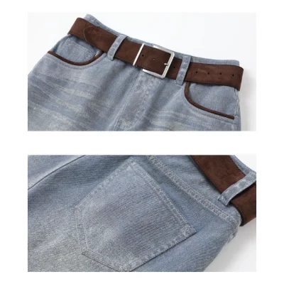 REVAN Contrast Trim Denim Mini Skirt Blue - Image 8