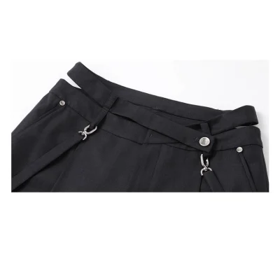 REVAN Asymmetrical Waist Wide-Leg Trousers Grey - Image 8