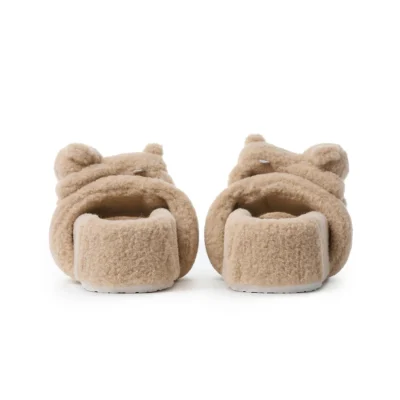 13DE MARZO Bear Flip-top Fur Slippers Almond - Image 6