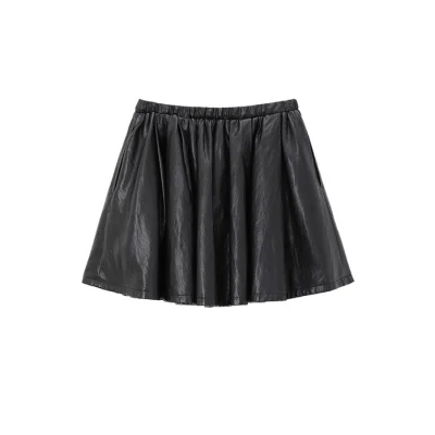 REVAN Reversible PU Leather Check Mini Skirt Black - Image 7