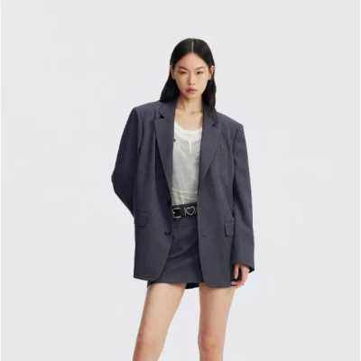 REVAN Blazer with Back Bow and Sheer Panel Grey