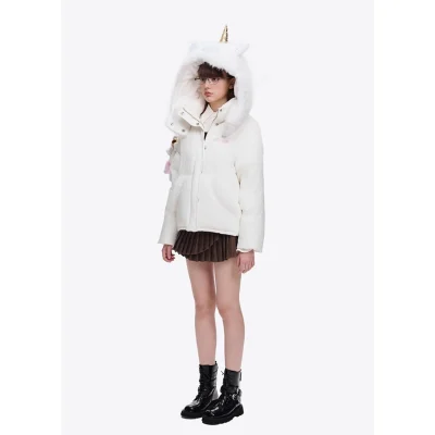 13DE MARZO Unicorn Bear Puffer Jacket White - Image 7
