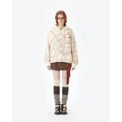 Harry Potter × 13DE MARZO The Marauder's Map Hoodie Almond - Image 3