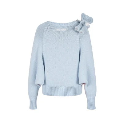13DE MARZO Elephant Bear Batwing Sweater Blue - Image 4