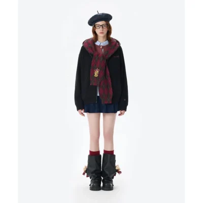 Harry Potter × 13DE MARZO Hogwarts Four Houses Bear Zipper Hoodie Gryffindo Black - Image 3