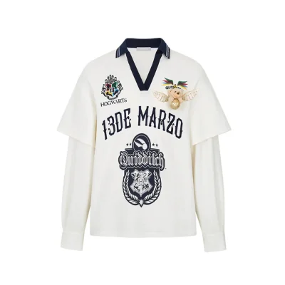 Harry Potter × 13DE MARZO Quidditch Bear Sports Shirt White