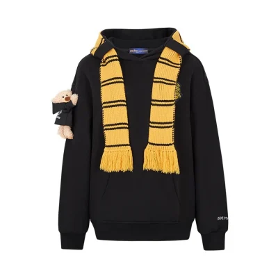 Harry Potter × 13DE MARZO Hogwarts Four Houses Bear Scarf Sweater Black - Image 10