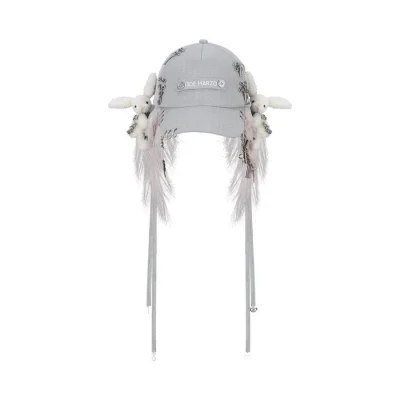13DE MARZO Chain-trim Faux-fur Earmuff Baseball Cap Grey