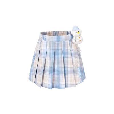 13DE MARZO Snow BabyBear Plaid Skirt Blue