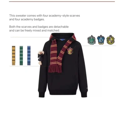 Harry Potter × 13DE MARZO Hogwarts Four Houses Bear Scarf Sweater Black - Image 9
