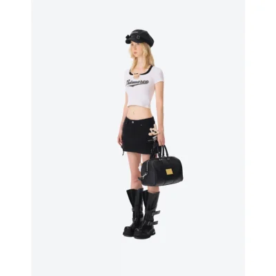 13DE MARZO Camera Bear Cargo Skirt Black - Image 3