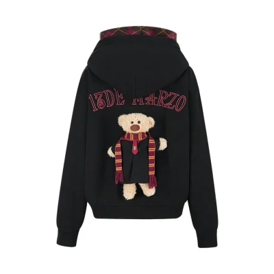 Harry Potter × 13DE MARZO Hogwarts Four Houses Bear Zipper Hoodie Gryffindo Black - Image 7
