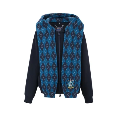 Harry Potter × 13DE MARZO Hogwarts Four Houses Bear Zipper Hoodie Ravenclaw Blue - Image 6