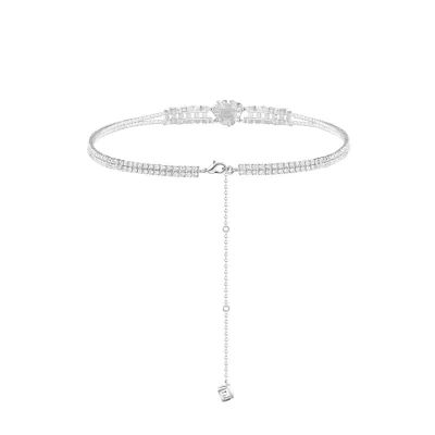 13DE MARZO Bear Pearl Bow Zircon Necklace Silver