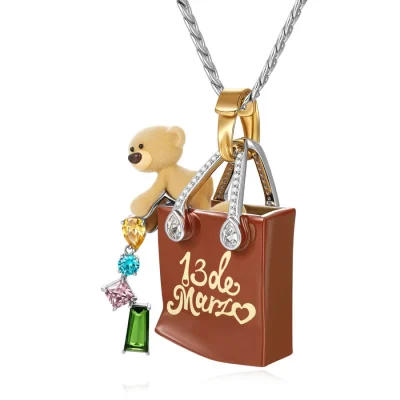 13DE MARZO Bear Totebag Body Chain Silver