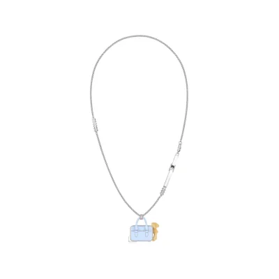 13DE MARZO Bear Briefbag Necklace Silver
