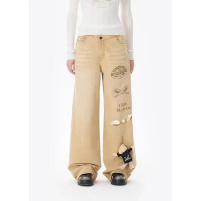 Harry Potter × 13DE MARZO Quidditch Bear Jeans Brown