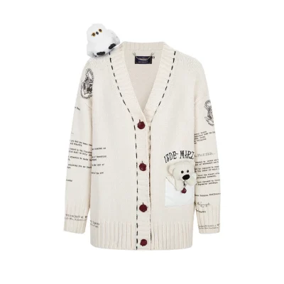Harry Potter × 13DE MARZO Hedwig Hogwarts Offer Cardigan Beige