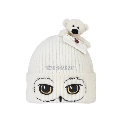 Harry Potter × 13DE MARZO Hedwig Hogwarts Offer Bear Beanie White - Image 3