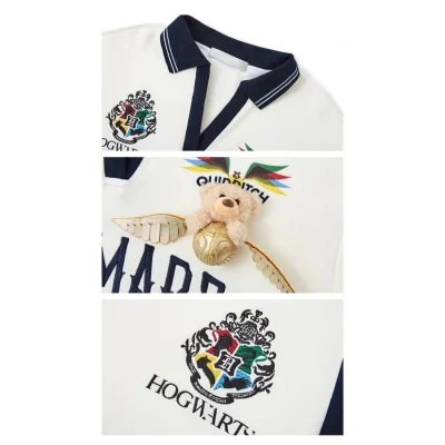 Harry Potter × 13DE MARZO Quidditch Bear Sports Shirt White - Image 7