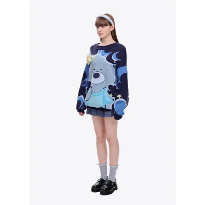 13DE MARZO Doozoo Day and Night Sweater Navy Blue - Image 4
